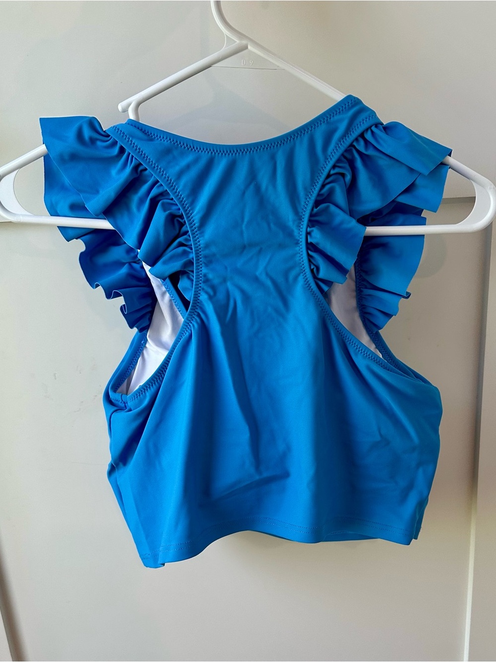 Latched Mama Bright Blue nursing Ruffle Tank Top - Picture 2 of 4